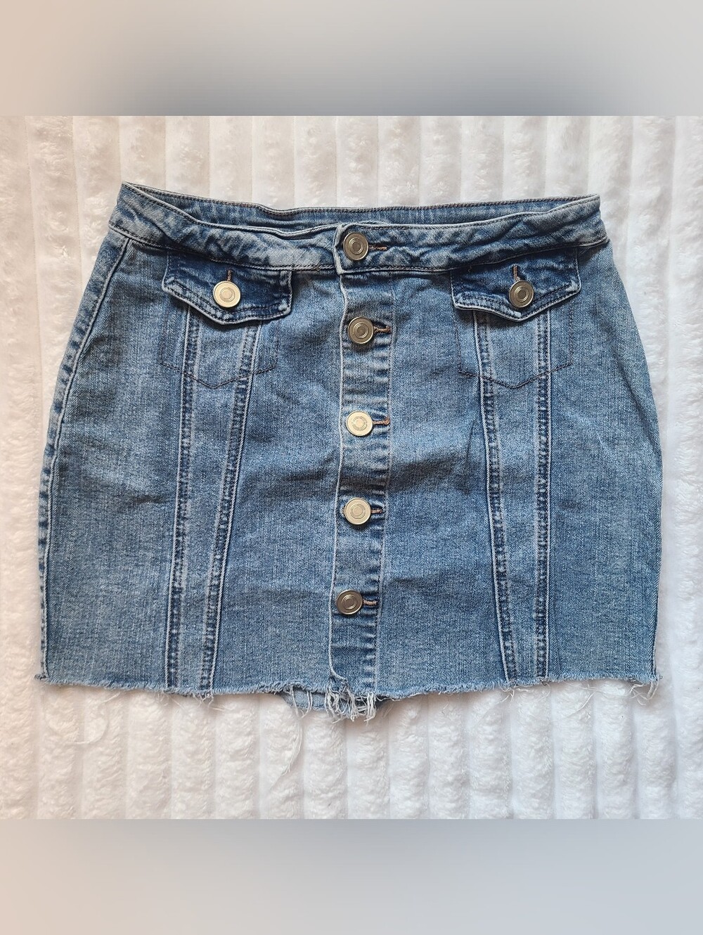 Denim Jean Button Up Mini Skirt Rue 21 Y2K Cute